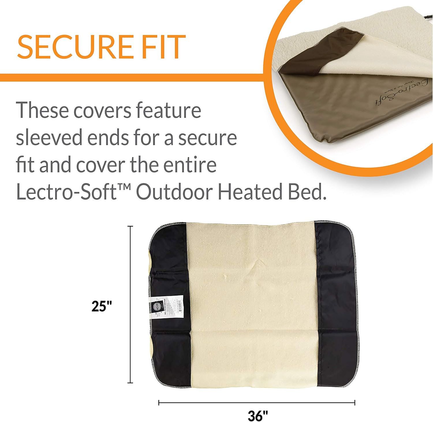 K&H Pet Products Lectro-Soft Outdoor Heated Dog & Cat Bed Replacement Cover, Fits K&H Lectro-Soft Large Beds (Heated Bed Sold Separately), Machine Washable Soft Fleece Cover - 36 X 25In image number 3