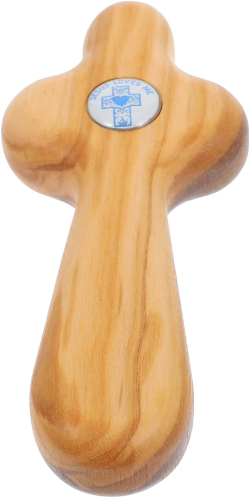 MUELODSIC Small Handheld Wooden Cross Olive Wood Christian Pocket Cross for Baptism Confirmation and First Communion Unique Religious Personal Reflection and Prayer