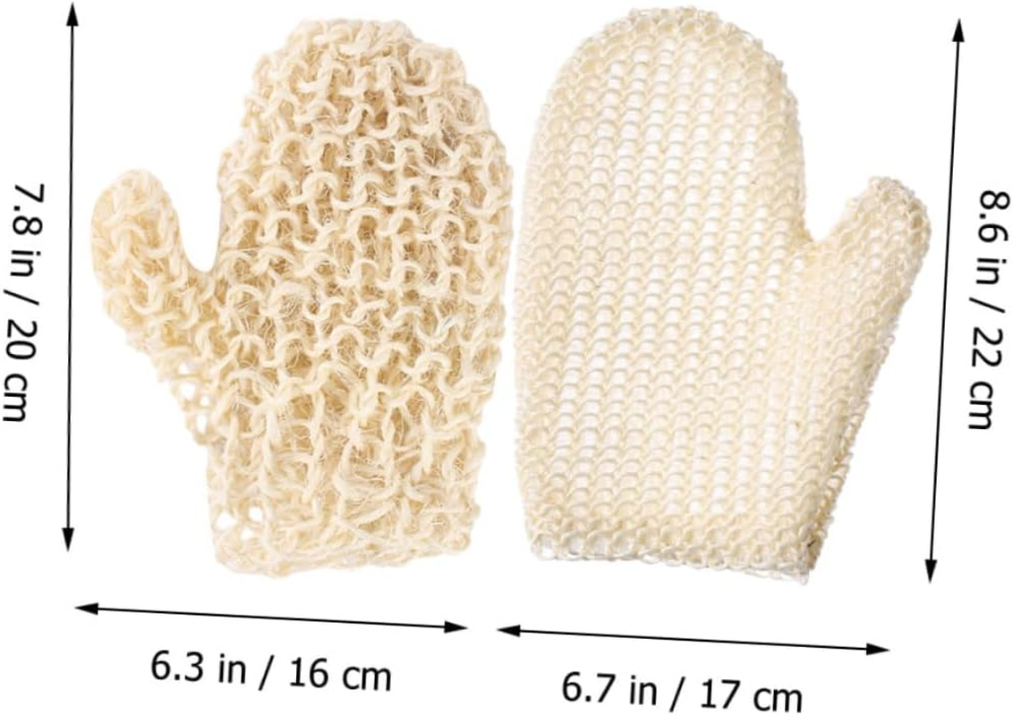 2Pcs Natural Sisal Exfoliating Gloves Set, Woven Body Scrub Mitts with Thumb, Skin Scrubbing Bath Accessories for Dead Skin Removal and Shower Care in Australia