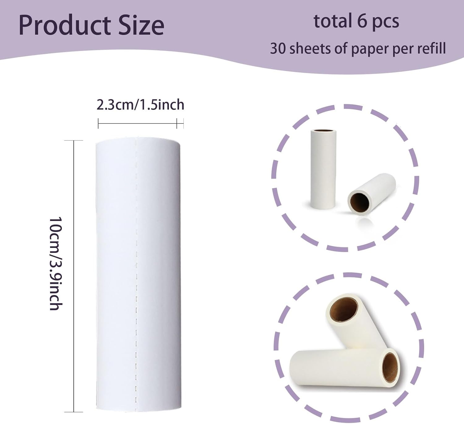 Realand 180 Sheets Lint Roller Refills, Lint Rollers for Pet Hair Extra Sticky, Dog and Cat Lint Remover for Clothes, Furniture, Couch, Car, 6 Refills image number 4