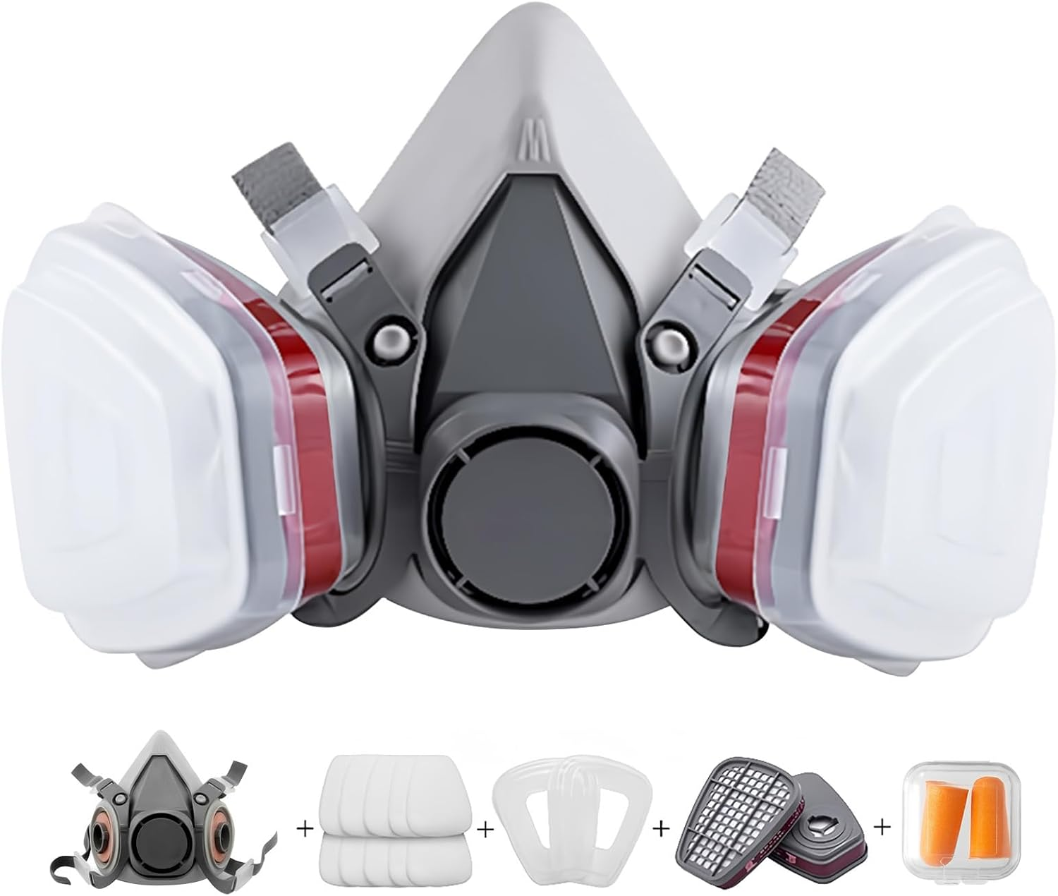 Respirator Mask,Safety Dust Face Cover,Dust Face Cover Paint Face Cover,Gas Mask with Filter,For Paint,Dust and Formaldehyde,Soft Silicone Face Seal, Light Weight,Good View image number 3