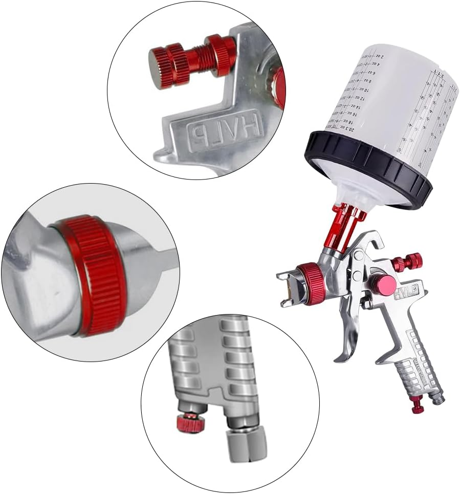 Alston HVLP Air Spray Gun Paint Gun 600CC Gravity Feed Cup Painting Tool with 3 Nozzle 1.4Mm 1.7Mm 2Mm Tips for Wall Fencing Decking Painting image number 6