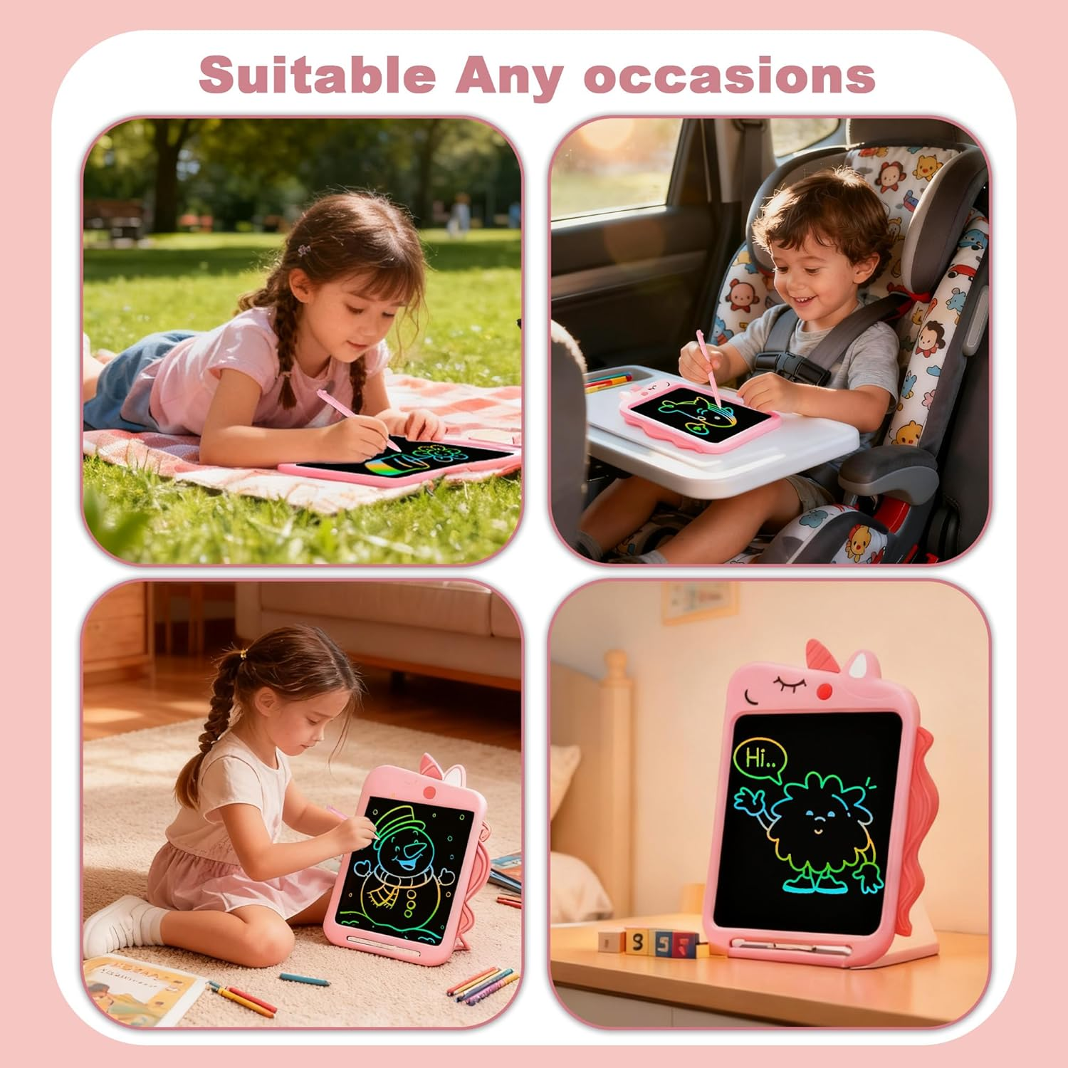 LCD Writing Tablet Kids Toys, 10 Inch Drawing Board Toys for 3 4 5 6 Year Old Girls Gifts, Erasable and Portable Doodle Board for Toddler, Educational Birthday Writing Tablet Gift