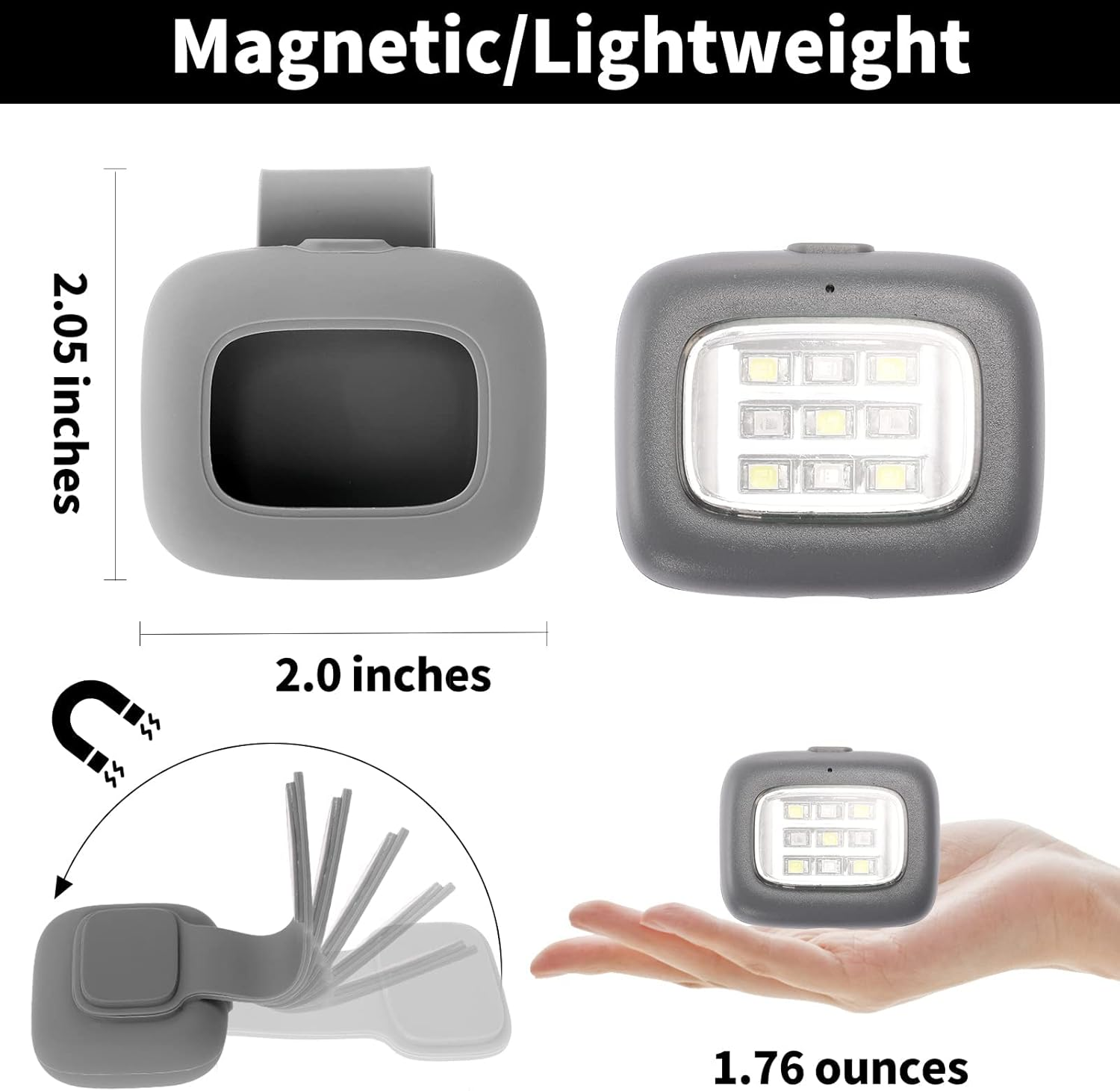 Magnetic LED Running Lights, for Night Running, Mountain Climbing, Cycling, Camping, Dog Walking, Maintenance, Outdoor Sports and Home/Work Lighting image number 4