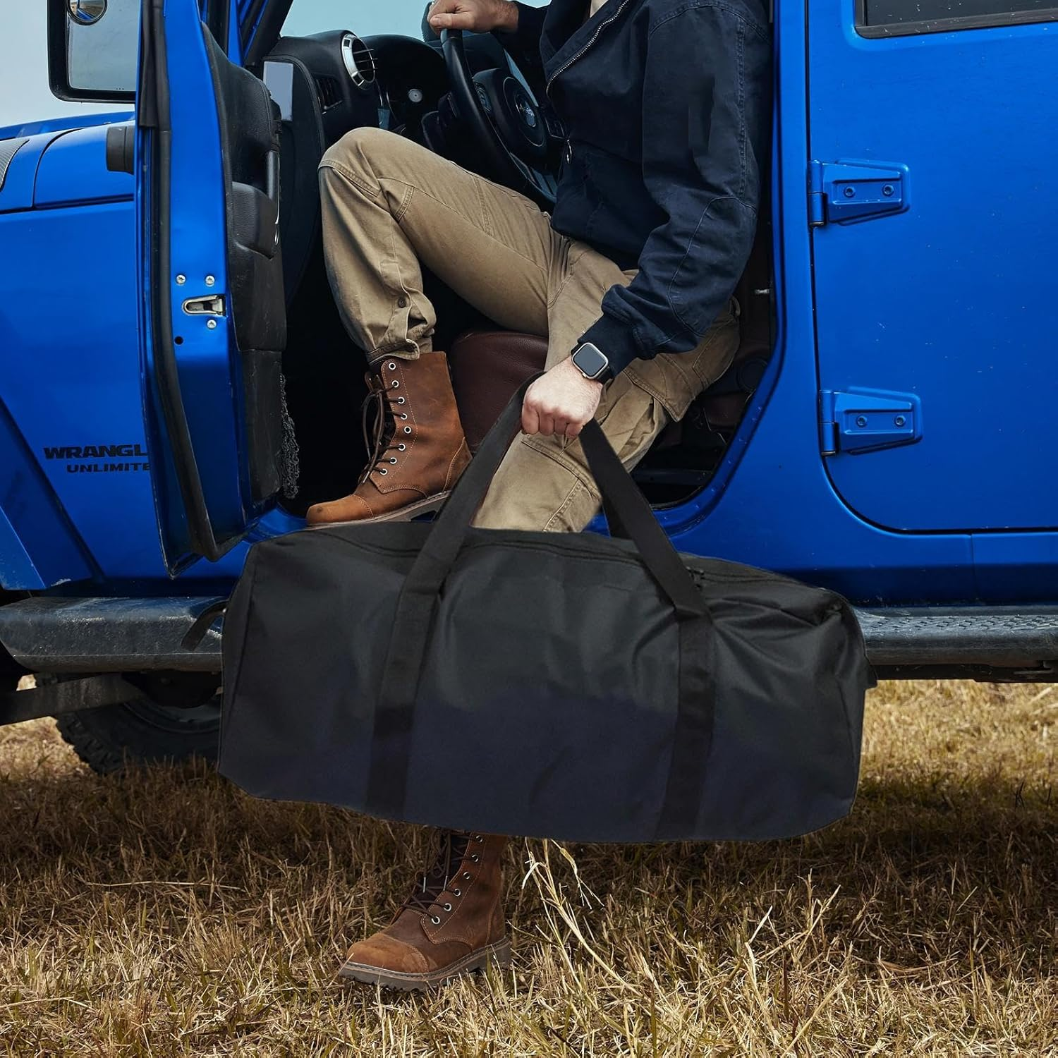 Canvas Duffle Bag Heavy Duty, Heavy Duty Duffle Bag, Outdoor Storage Duffel, Oxford Cloth Storage Bag for Travel and Outdoor Activities S: 55L, M: 100L, L: 150L (Black) image number 5