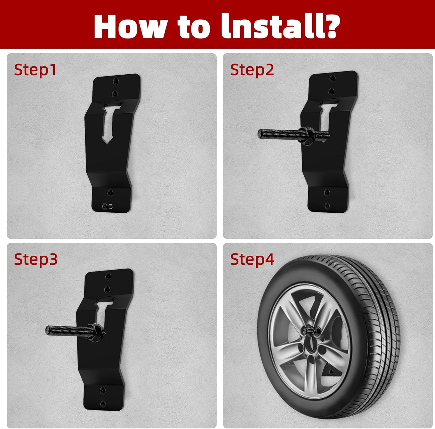 Adamoss Wall Mount Spare Tire Carrier Mount for Trailer,Spare Tire Carrier Bracket for Enclosed Trailer Accessories Spare Tire Holder for Trailer, Wheel Bracket Rack for Enclosed Trailer(Black) image number 4