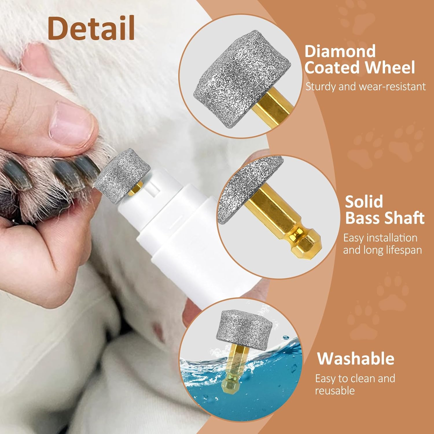 Pack of 4 Dog Nail Grinder Replacement Heads for Claw Grinder Compatible with Casfuy N10 N20 N30, Dog Nail Grinder 80 60 100 Mesh (4 X 80) image number 3