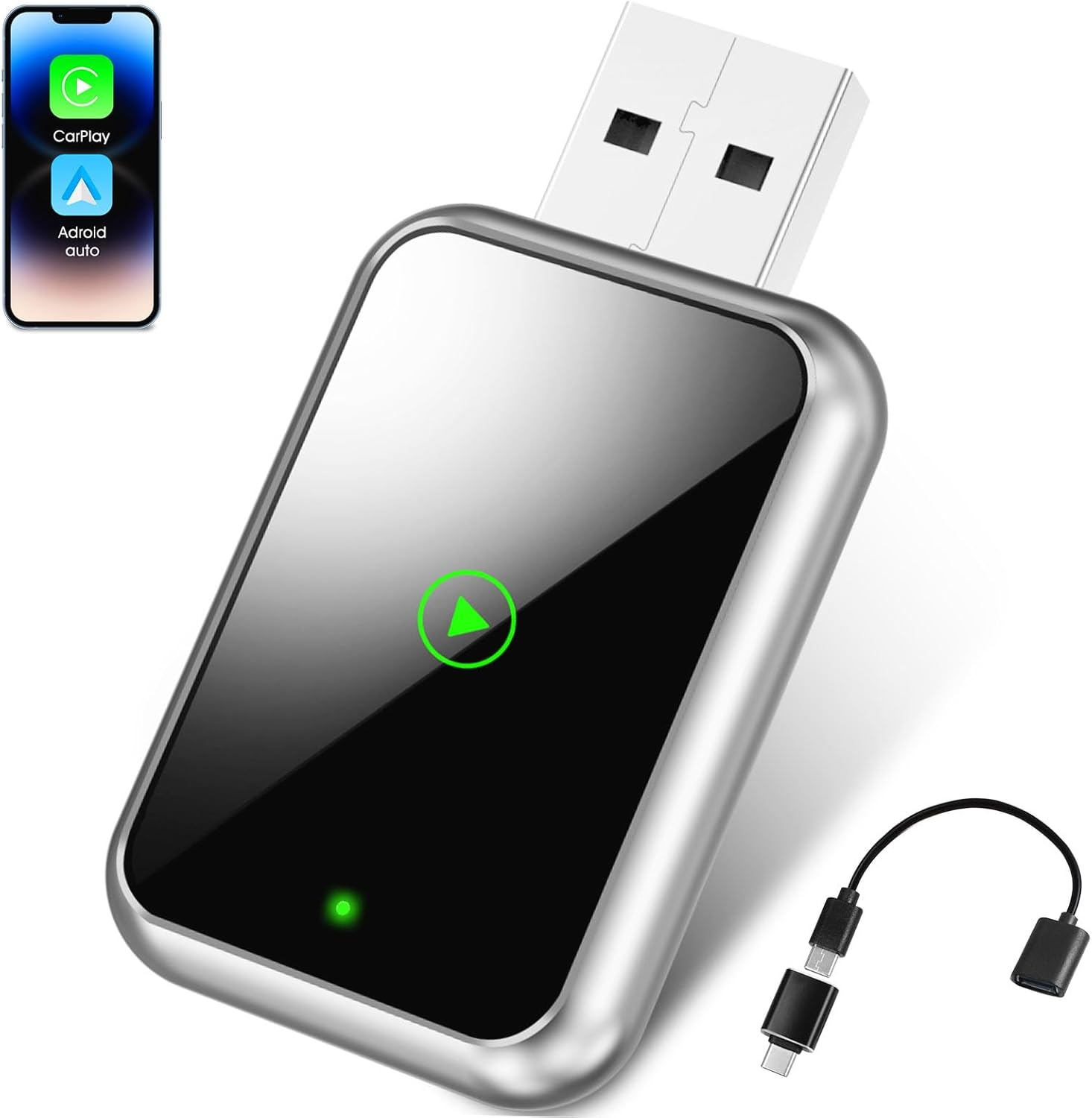 Koeay Plug and Play 2-In-1 Wireless Carplay Adapter, Mini Size, Convert Wired to Wireless Iphone and Android Carplay Adapter for Iphone Ios 10+ & Android Carplay Car Screen, Stable Control & No Delay image number 6