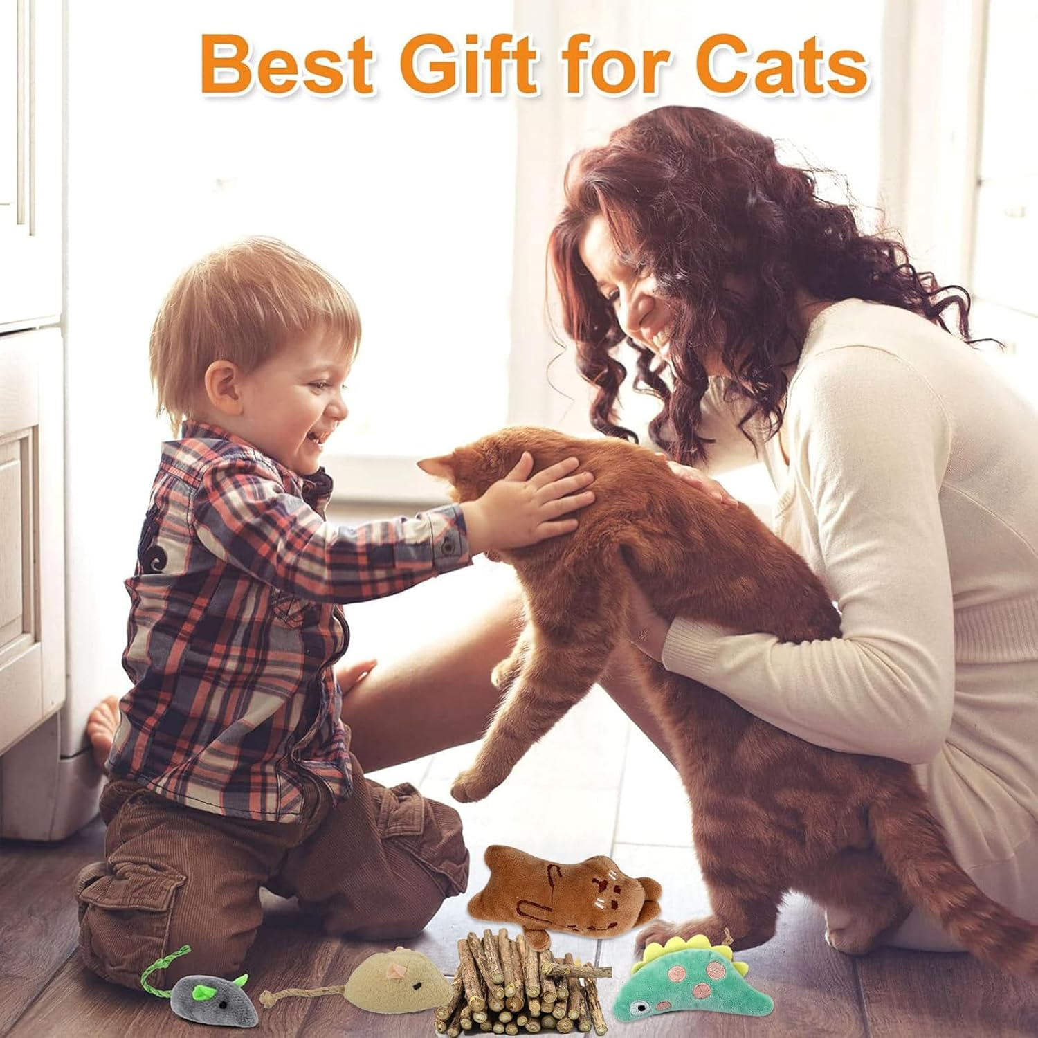 TECKI Catnip Toy Set - 16 X Cat Toys + 20 X Matatabi Chew Sticks, Cat Toy Intelligence, Cat Dental Care & against Bad Breath Odor, Essential Accessories for Cat Lovers image number 3