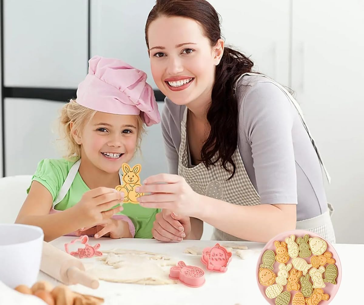 Animals Cookie Cutters, 8 Styles Holiday Biscuit Fondant Cookie Cutters Cartoon Party Decorations Supplies Favor, Eggs Bunny Cookie Cutter Mold Embossed for Kitchen Baking Tools (Style B) image number 5