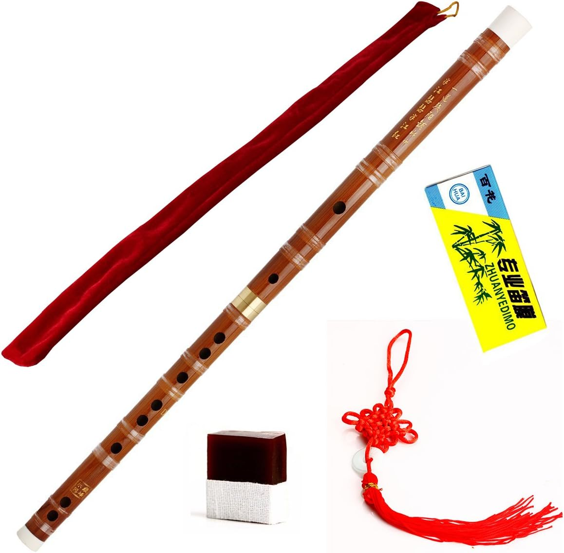 Traditional Handmade Chinese Musical Instrument Bamboo Flute Dizi in D Key 1 Pcs image number 4