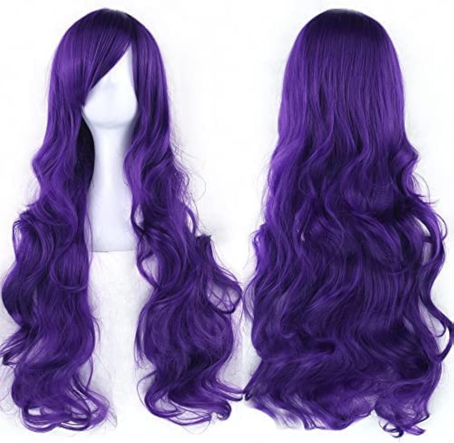 IMISSU 80Cm Long Curly Natural Hair Cosplay Wig with Bangs Colorful Halloween Costume Party Wigs for Women (Red) - Apple Green image number 2