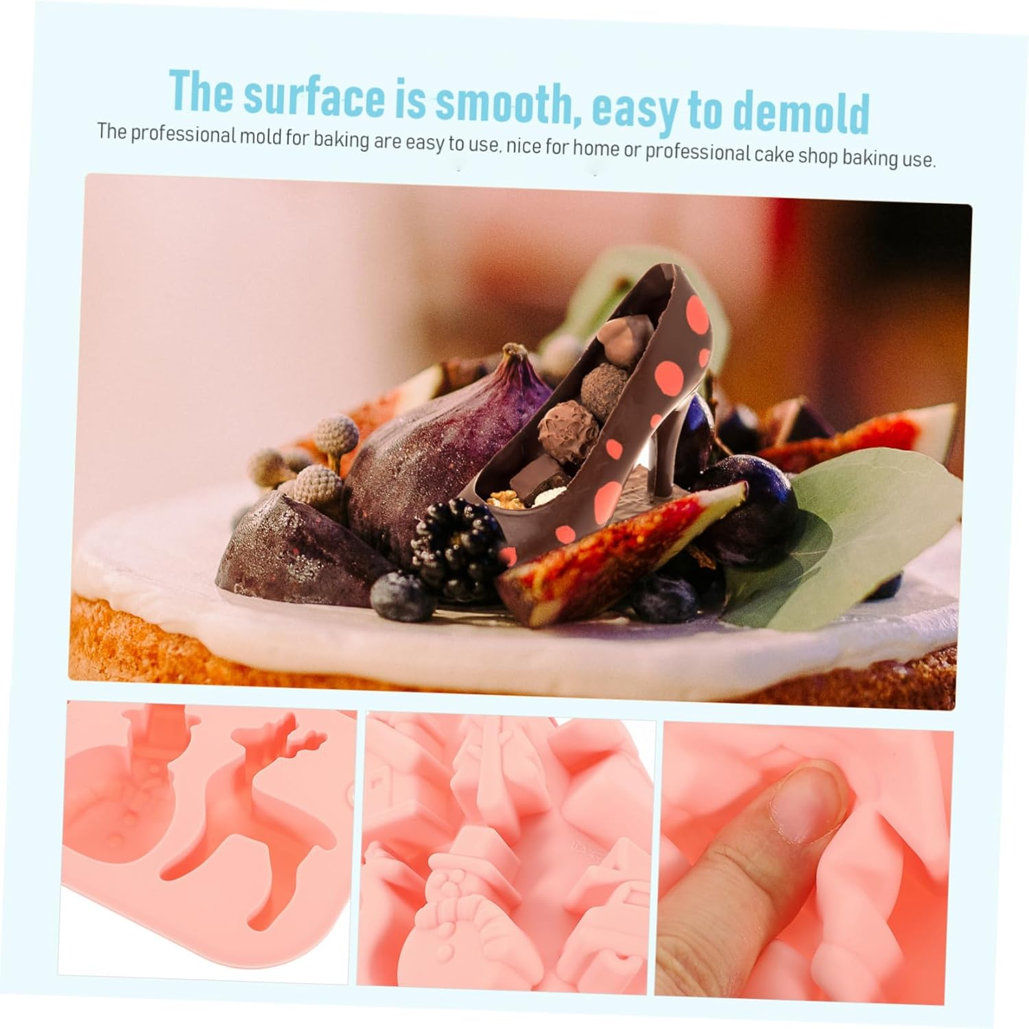 Amosfun 2Pcs Christmas Silicone Mold Xmas Candy Mold Baking Tool Non-Stick Silicone for Cookie Making Cute Baking for Christmas Craft