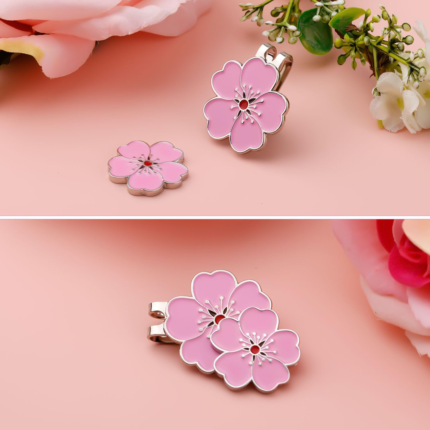 NQEUEPN Magnetic Golf Ball Marker with Golf Hat Clip, Magnetic Ball Marker Hat Clip Flower Shape Golf Ball Marker Set Accessories for Golf Bag Hat Women Men Golfer image number 4