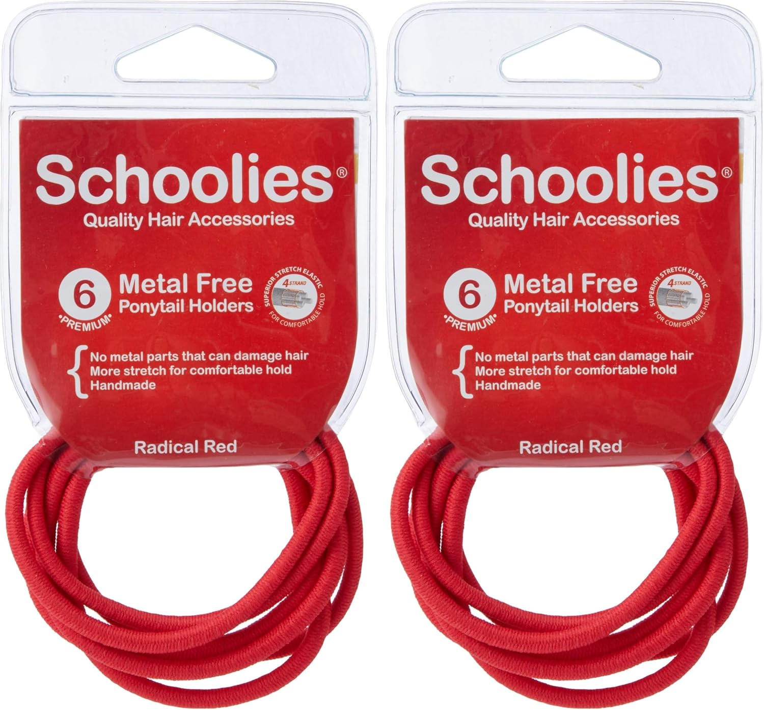 Schoolies Hair Accessories Metal Free Ponytail Holders 6 Pieces, Real Dark Blue (Pack of 2)