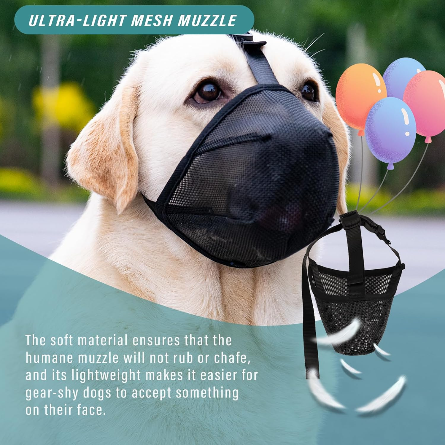 Viiotu Breathable Mesh Dog Muzzle, Adjustable anti Barking Device, Dog Mouth Cover Fits Small Medium Large Dogs, Secure Fit for Safe Breathing and Drinking image number 6