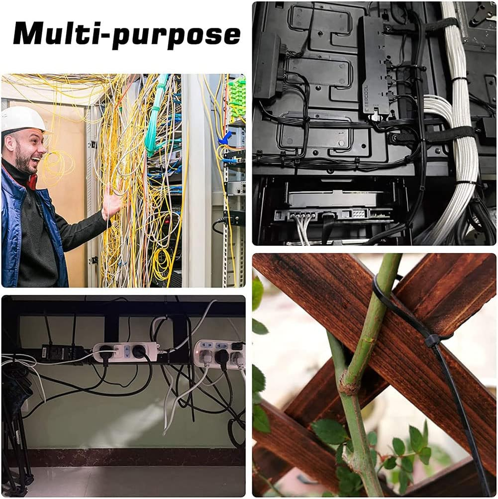 Idopick Cable Zip Ties,200 Packs Self-Locking Strong Nylon Cable Ties 200Mm*3.6Mm,Multi-Purpose Wire Management Ties,Plastic Wire Ties Perfect for Home,Garden Trellis,Office,Garage and Workshop image number 1