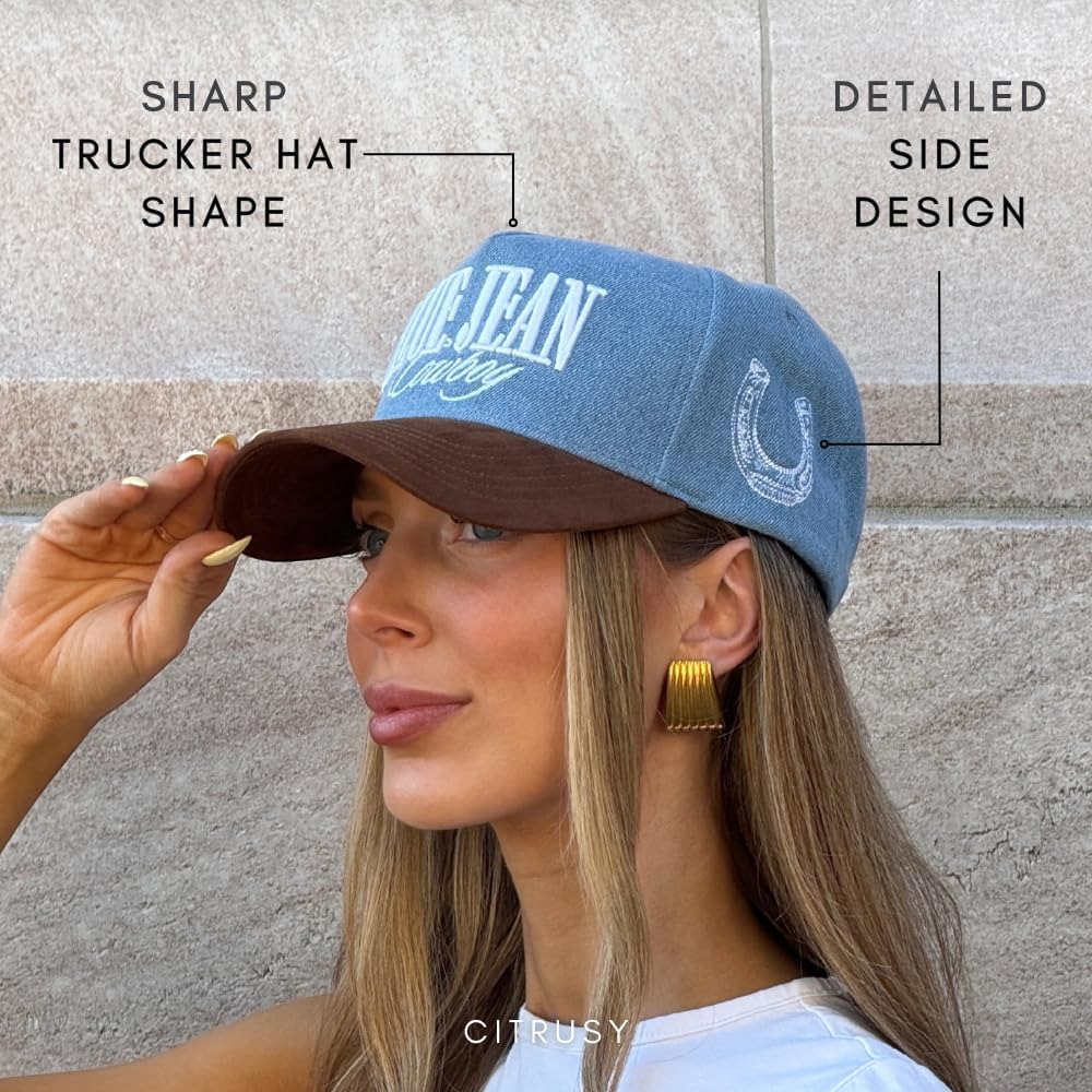 Citrusy Boutique Western Trucker Hat - Retro Men'S & Women'S Two Tone Cotton Cap image number 1