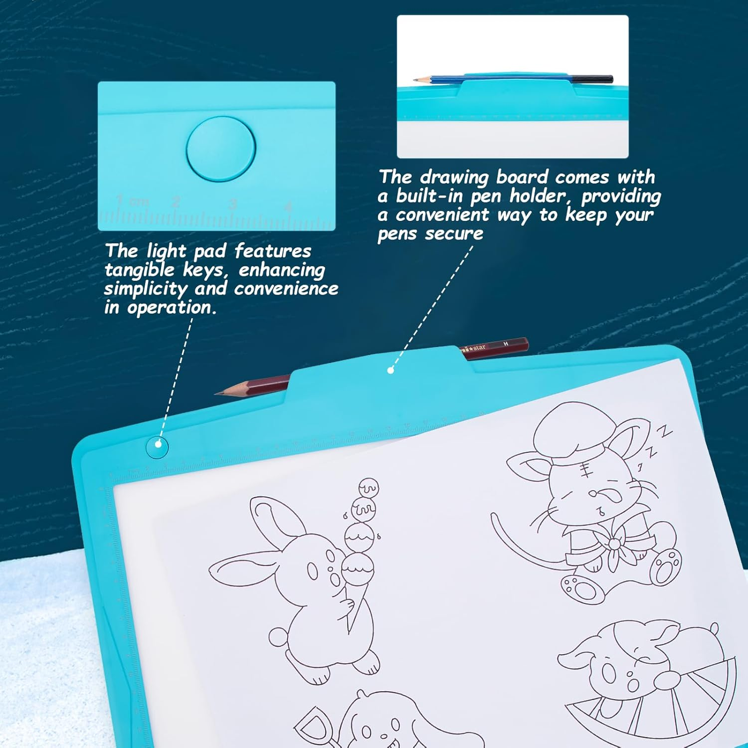 IMAGE A4 LED Artcraft Tracing Light Pad, Blue, 21X21X1Cm, ABS Material, Battery/Usb Powered, Light Box for Drawing, Sketching, Animation