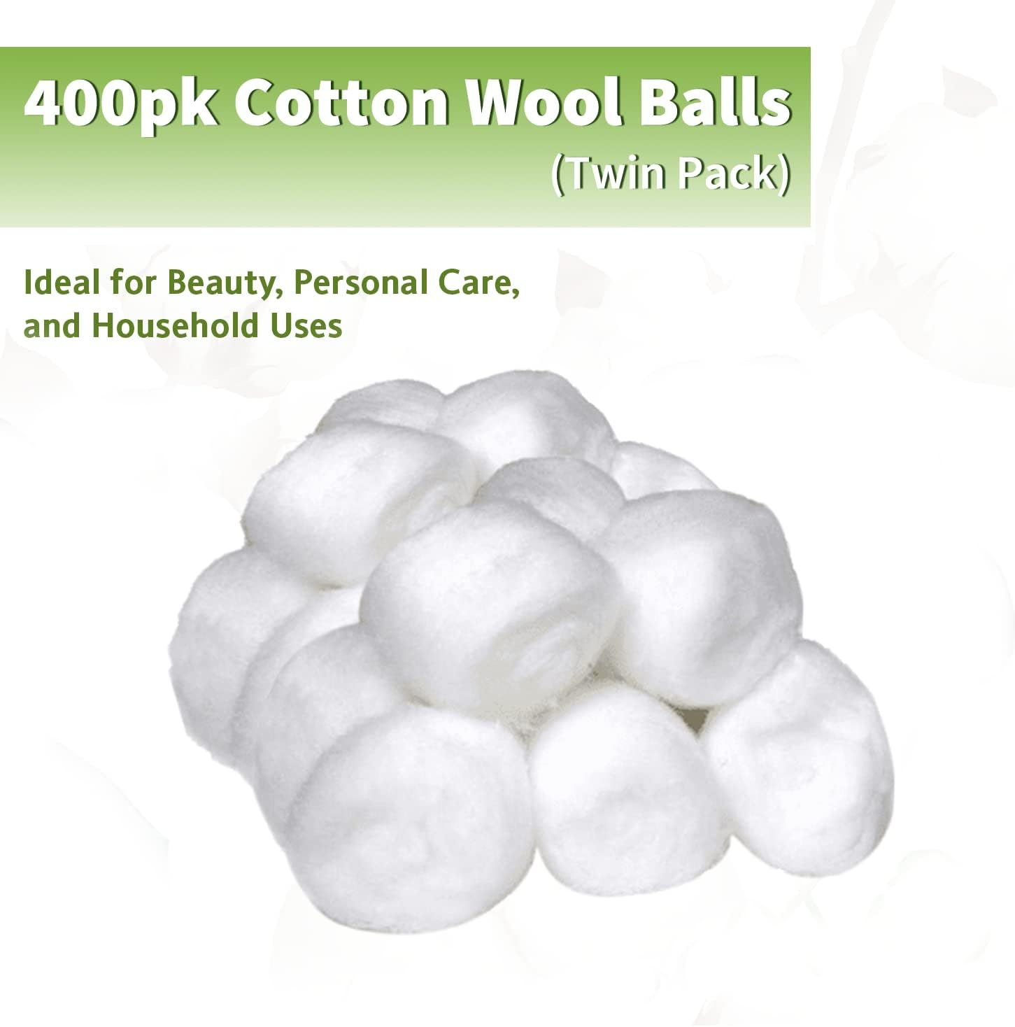 400Pk White Cotton Wool Balls &ndash; Organic Cotton Balls Made of 100% Pure Cotton &ndash; Super Soft and Fluffier Cotton Wool Balls Large &ndash; Suitable for All Skin Types
