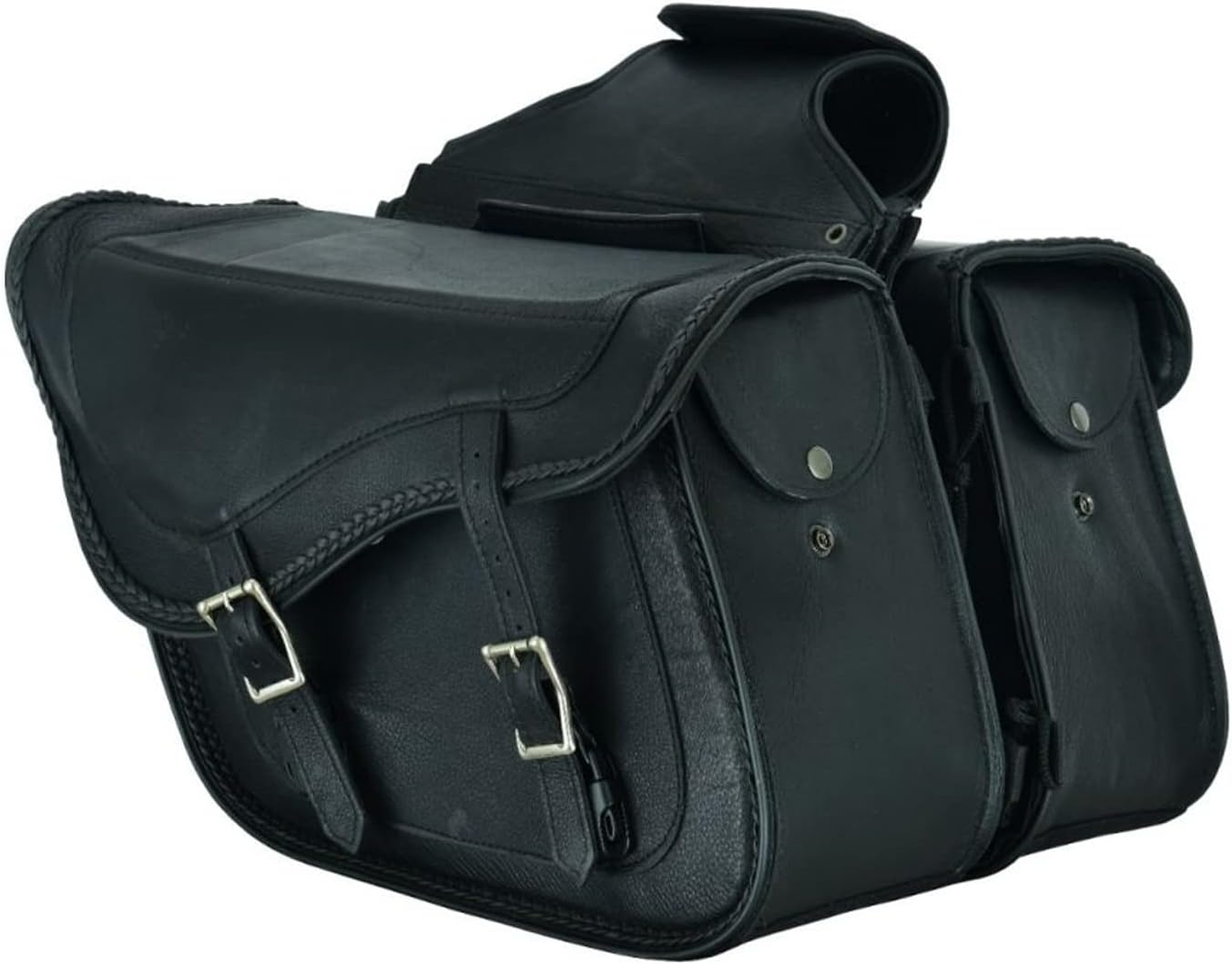 GARGOYLE BELLS Motorcycle Saddle Bags Leather Solo Swing Arm Bag for Softails and Choppers Motorcycle Luggage Bags Left Side Bag for Motorcycle