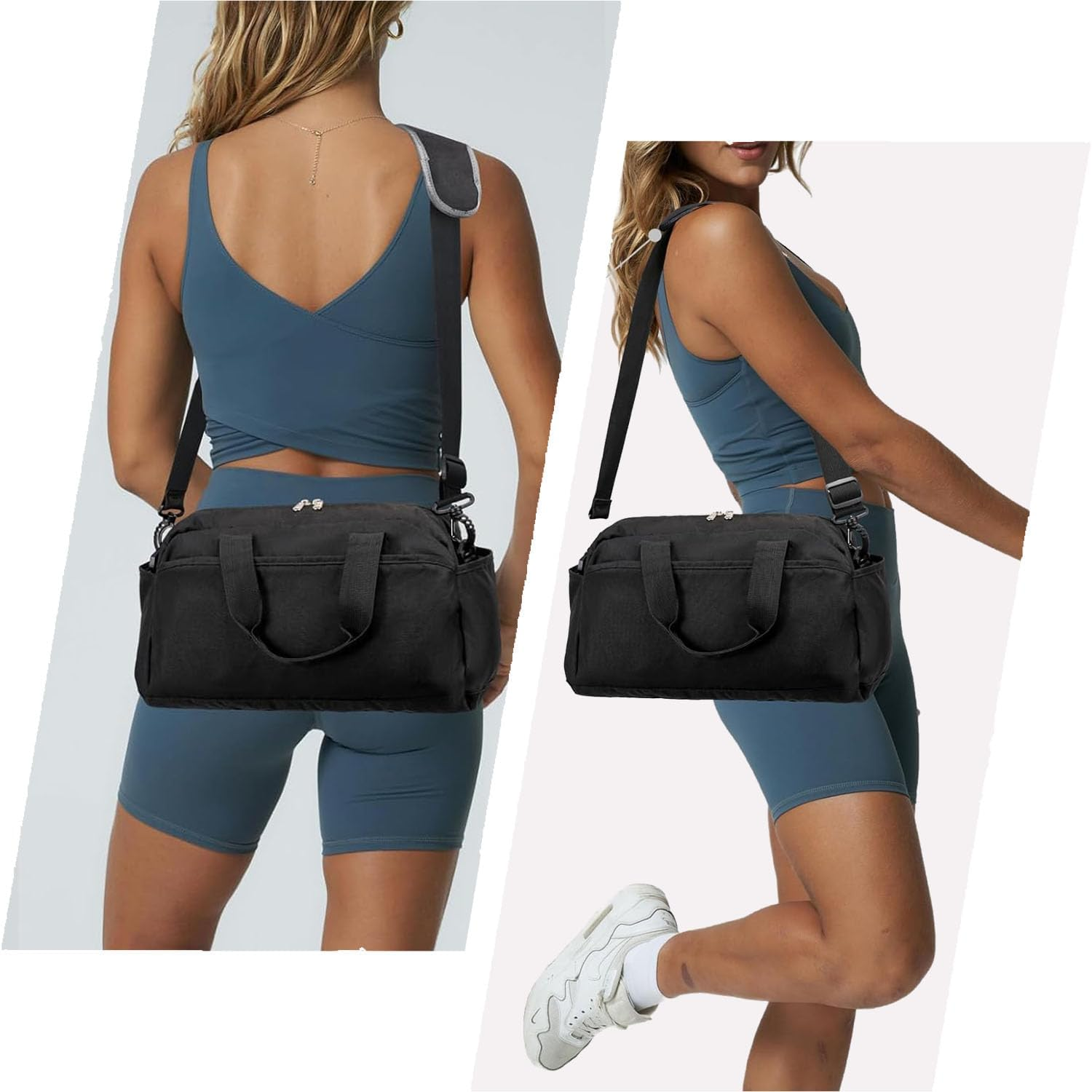 14" Compact Unisex Sport Duffel with Travel-Ready Design, Ultralight Carry-On Gym Bag for Fitness Enthusiasts & Active Lifestyles - Black image number 5