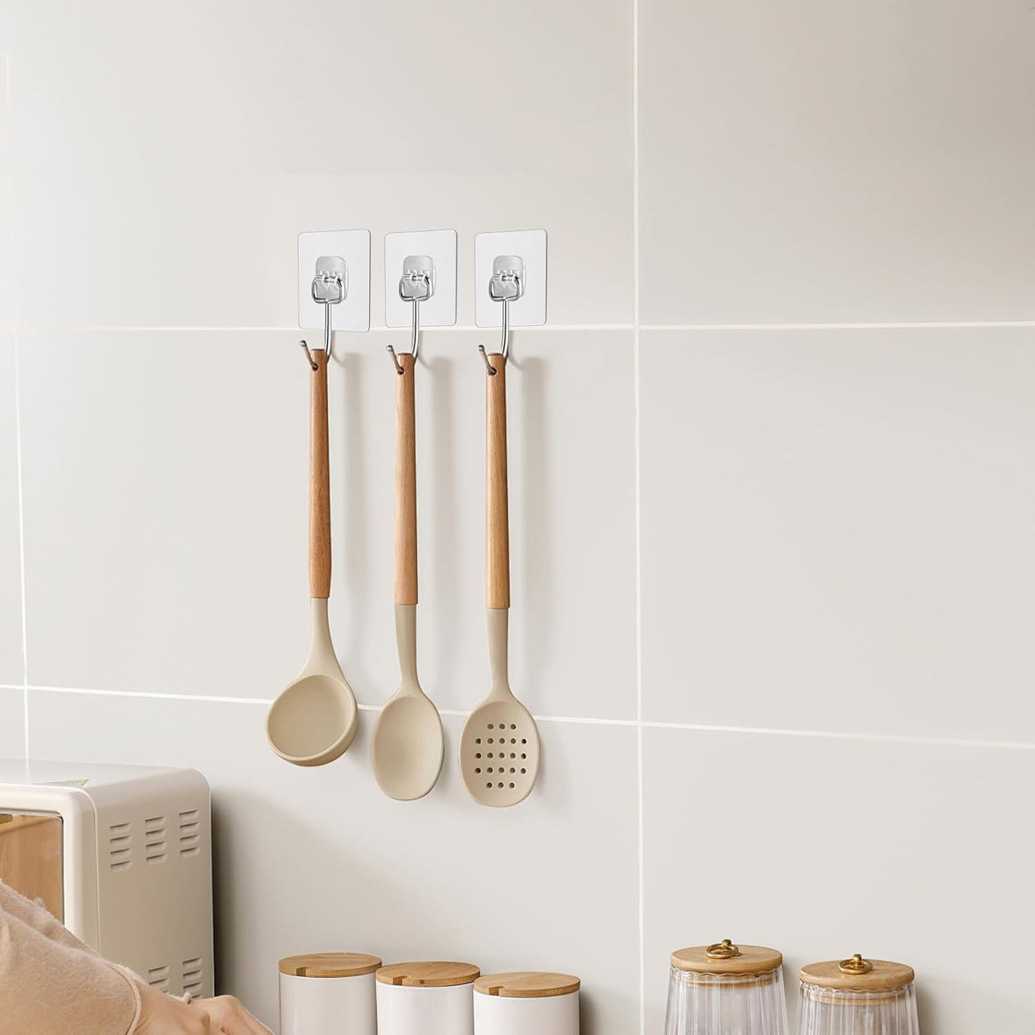 10PCS Self Adhesive Hooks for Hanging, Wall Hooks, Bathroom Hooks, Towel Coat Hooks, Waterproof Oilproof Sticky Hooks, Ceiling Hook, Command Hooks, Kitchen Office Outdoor Home Improvement Utility Hook image number 2