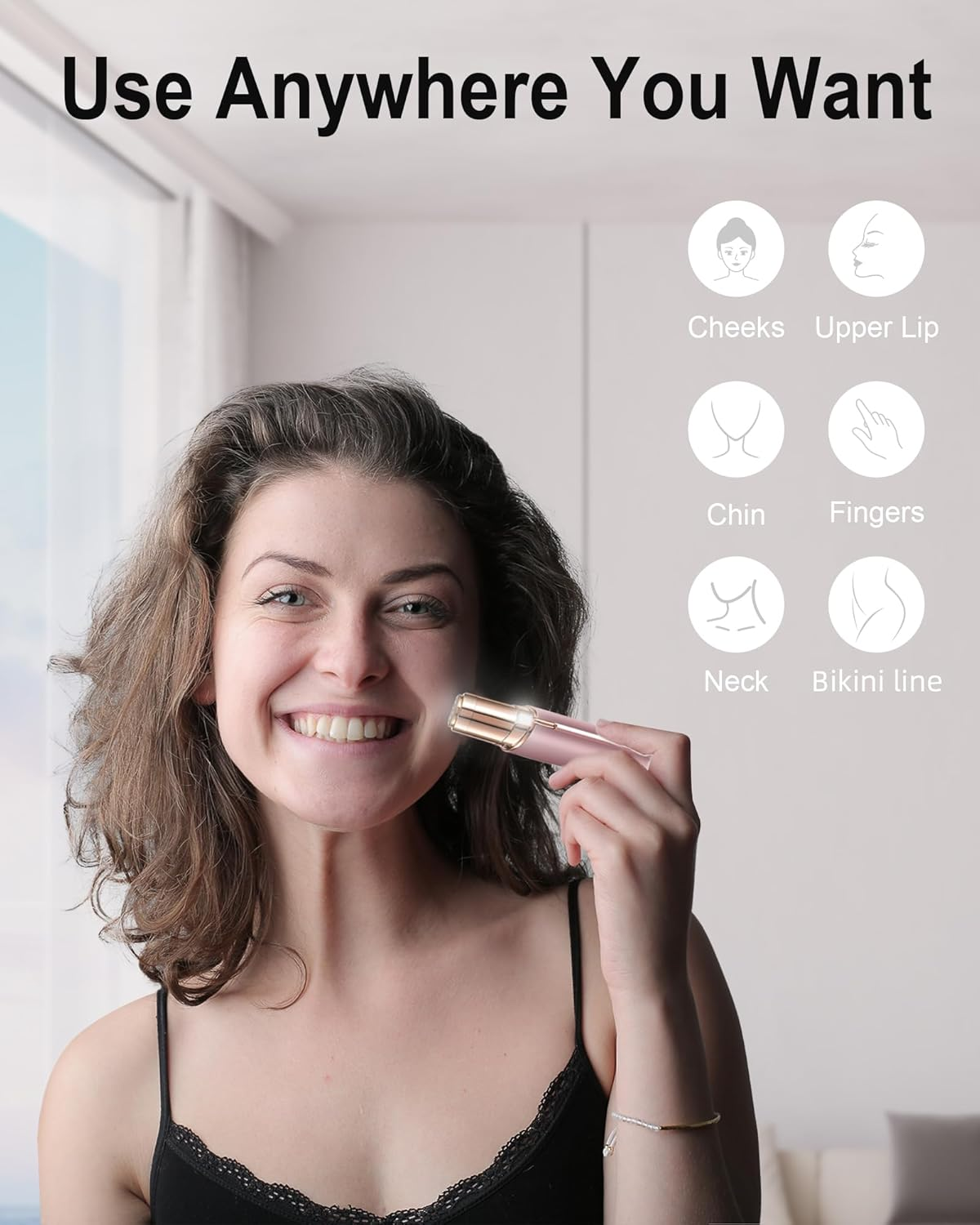 Facial Hair Removal for Women, 360&deg; Floating 2X Powerful Painless Facial Hair Remover, Lipstick-Sized, USB Rechargeable, Face Razors Shaver for Women Upper Lip,Chin,Peach Fuzz,Mustache (Pink) image number 1