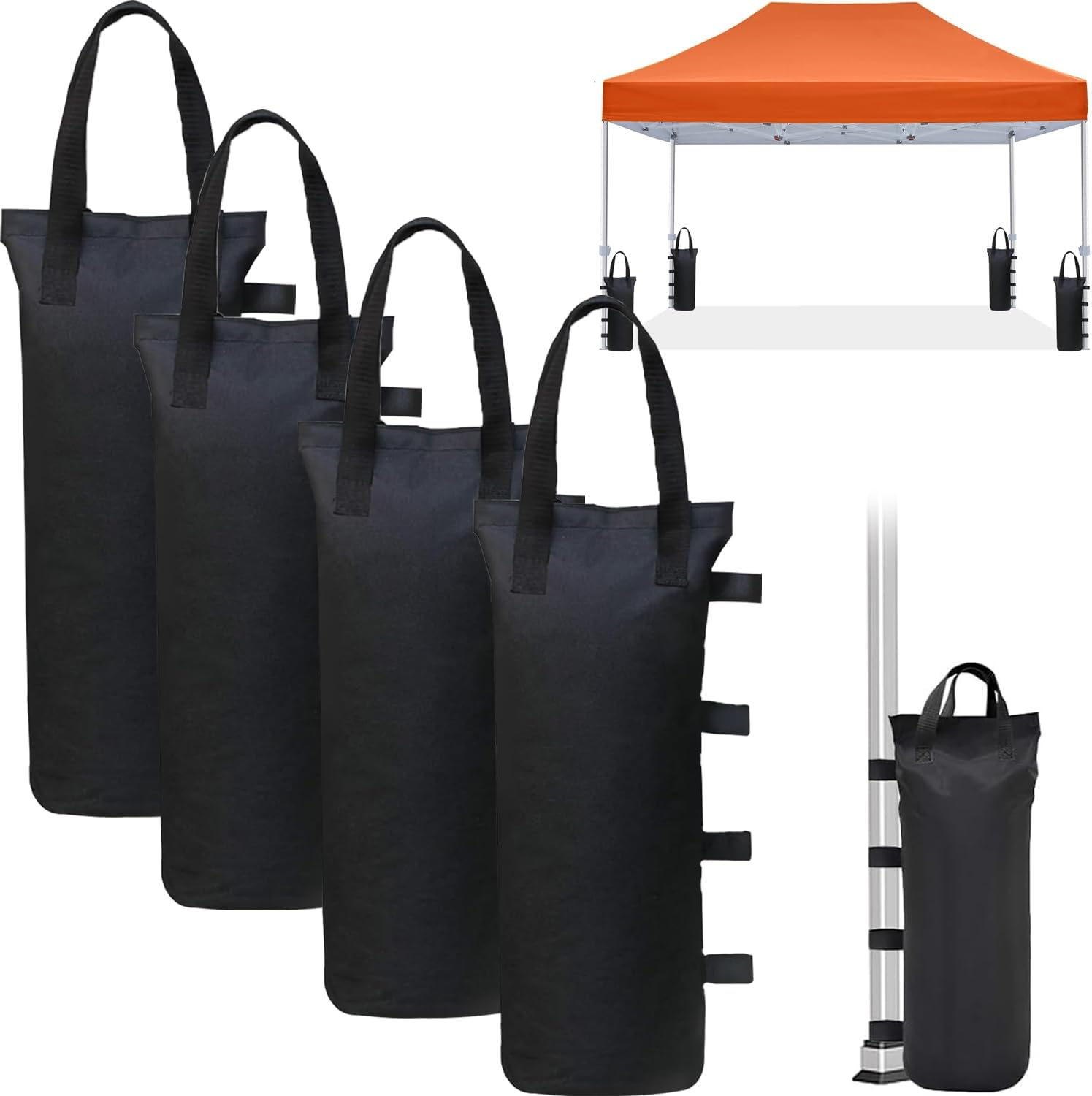 Cerkkapo Gazebo Sandbags, Pack of 4 Sandbags for Filling, 600D Oxford Thick Sandbag Weights for Gazebo, Weight Sand Bags for Gazebo, Sandbag for Pop-Up Gazebo, Tent, Parasol, 20 X 50 Cm image number 6