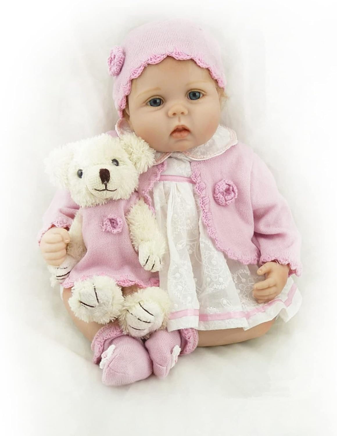 ZIYIUI Reborn Dolls 22 Inches 55 Cm That Looks Real Reborn Baby Doll Lifelike Silicone Vinyl Newborn Soft Doll Blue Eyes Toddlers Toys for Age 3+ image number 5