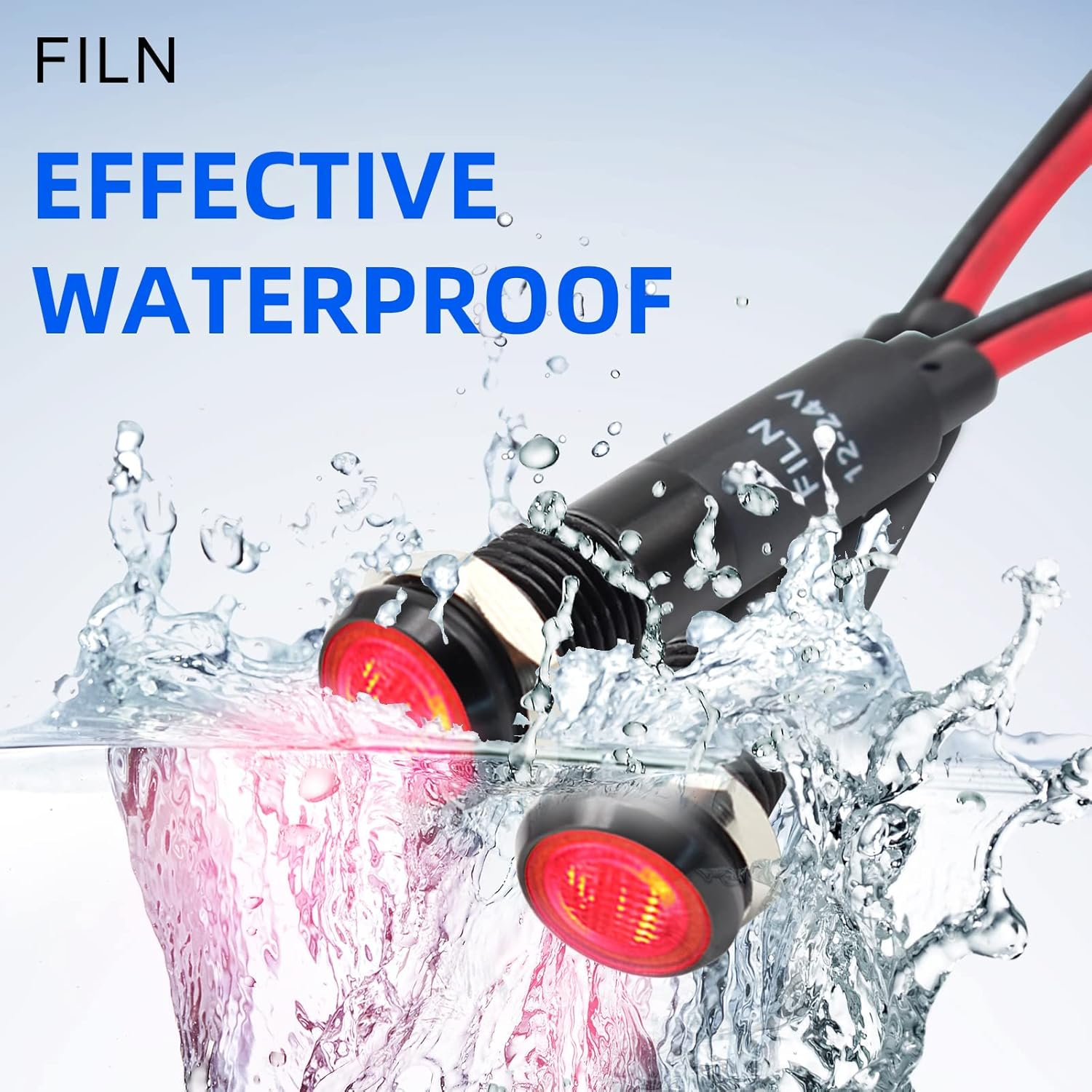 LED Indicator Light 5Pcs 8MM (5/16'') 12V 24V Metal Pilot Lamp Black Anodized Waterproof Ip67 Red Signal Lamp(Red) - Green image number 2