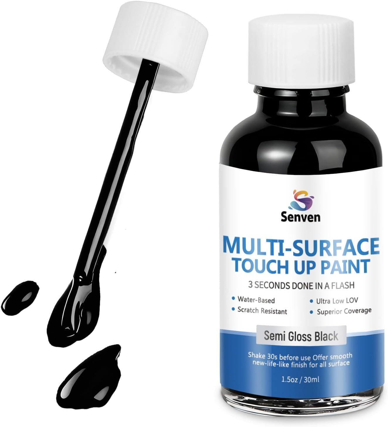 Black Paint Semi-Gloss Black Multi Surface Touch up Paint Repair for Wall,Door,Cabinets,Wood,Furniture, Appliance,Tile,Porcelain,Touch up Paint Pen for Refrigerators,Washers,Dishwashers,Microwave image number 5