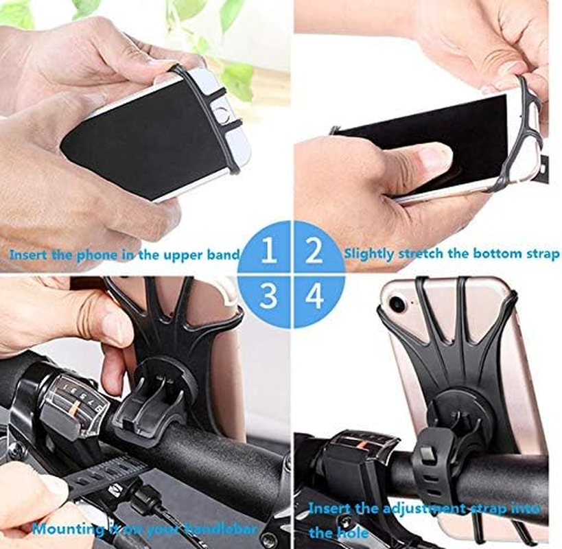 Bike Phone Mount, Silicone Bicycle Phone Holder, 360&deg; Adjustable, Face & Touch ID, Universal Motorcycle Phone Mount for All Phones image number 3