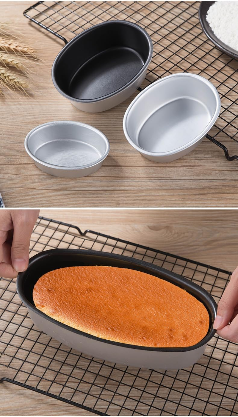 RROAD 2 Packs Oval Cheesecake Pan, 8 Inch Non-Stick Cake Pan Aluminum Cake Mold Bread Loaf Pan Mold Meatloaf Breads Mold for Oven Baking,Mold for Oven, Pot Baking in Home, Kitchen & Bakery image number 3