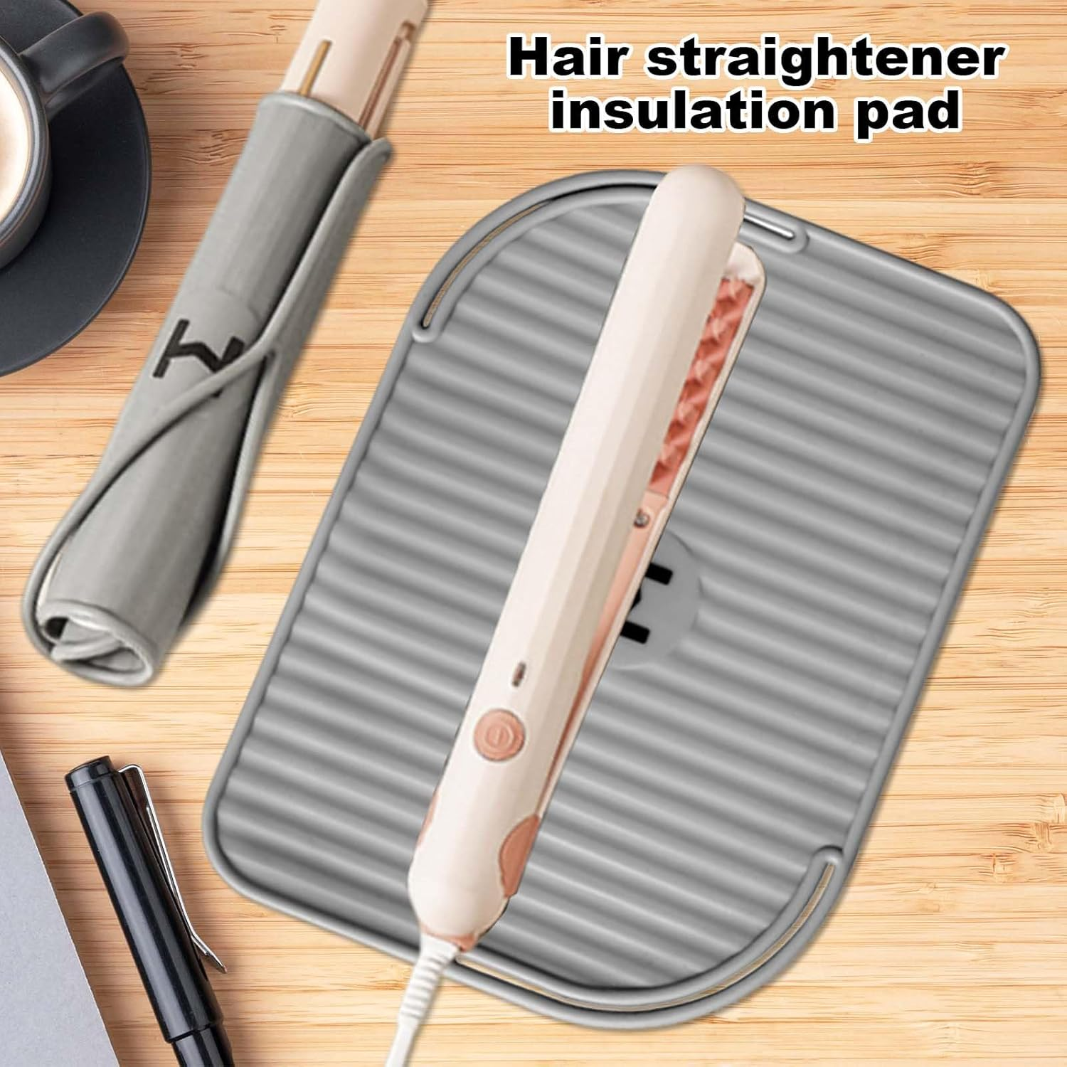 Heat Resistant Mat for Curling Irons, Hair Straighteners, Straighteners and Hair Styling Tools, Heat Resistant Silicone Non-Slip Mat to Protect Table from Burns, 21.8 X 16 Cm, Grey image number 6