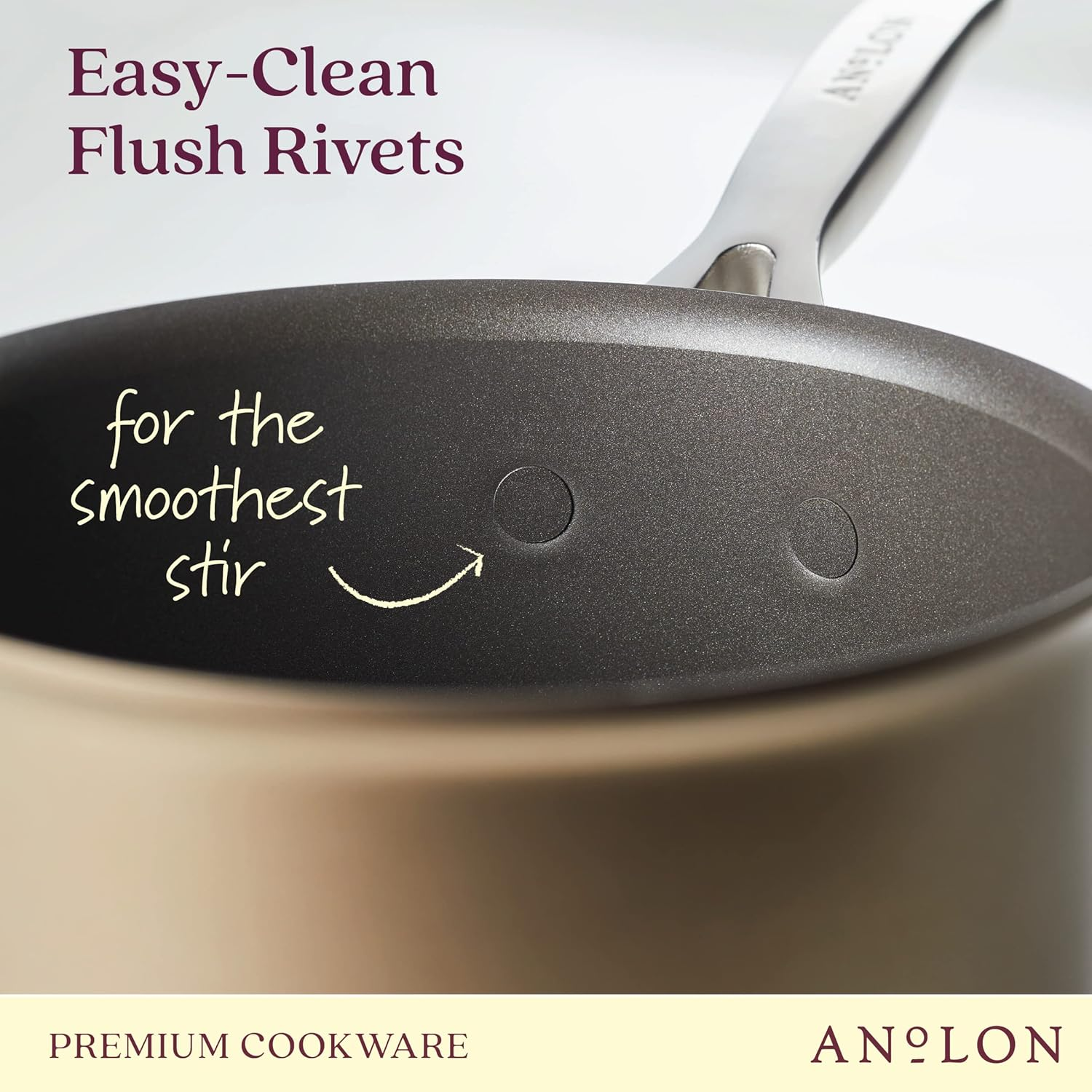 Anolon Ascend Hard Anodized Nonstick Sauce Pan/Saucepan and Lid - Good for All Stovetops (Gas, Glass Top, Electric & Induction), Dishwasher & Oven Safe with Stainless Steel Handle, 3 Quart - Bronze image number 6