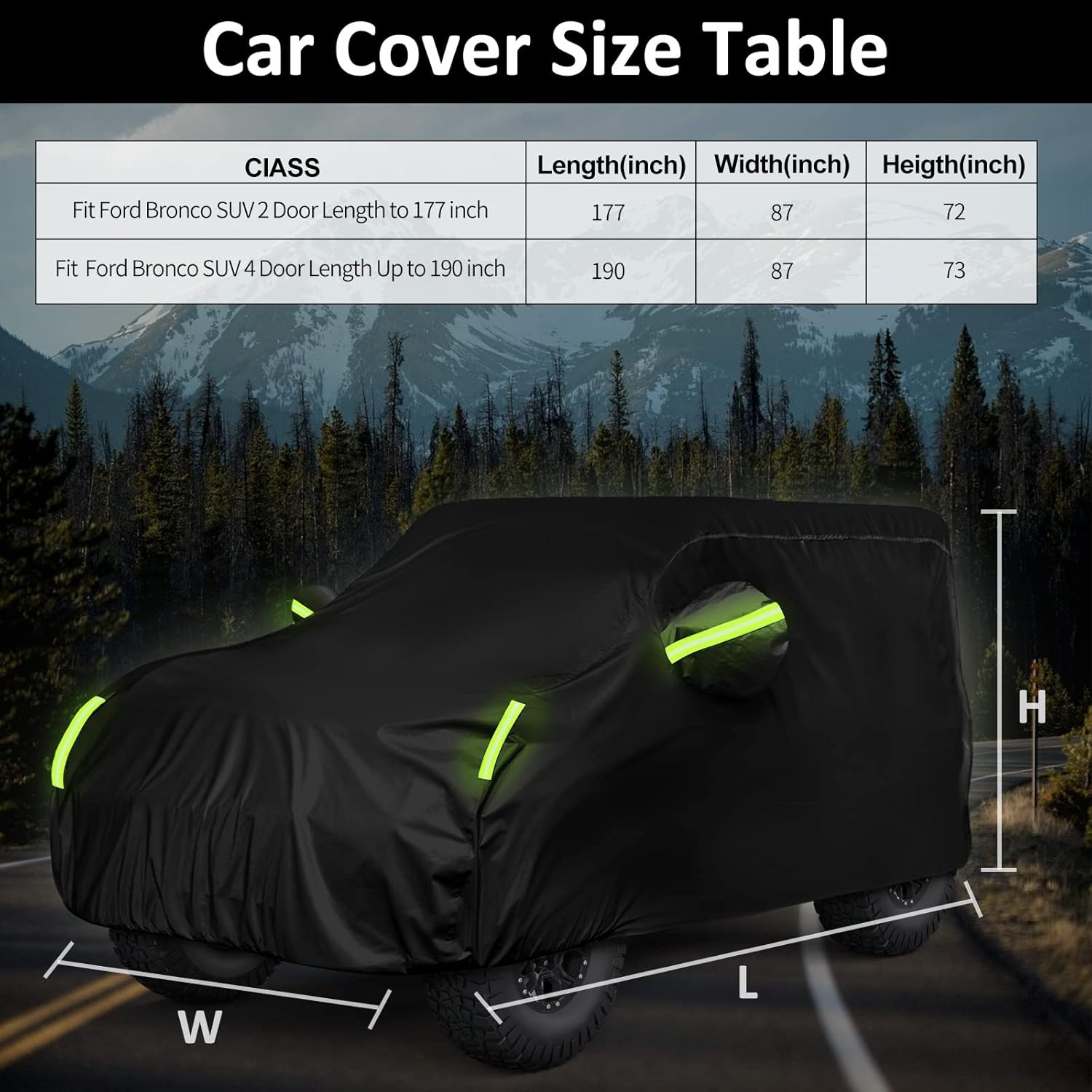 Car Cover for Ford Bronco SUV Car Cover All Weather Waterproof Car Covers 210T Full Car Cover Snowproof Windproof Fit for Ford Bronco（2 Doors） image number 6