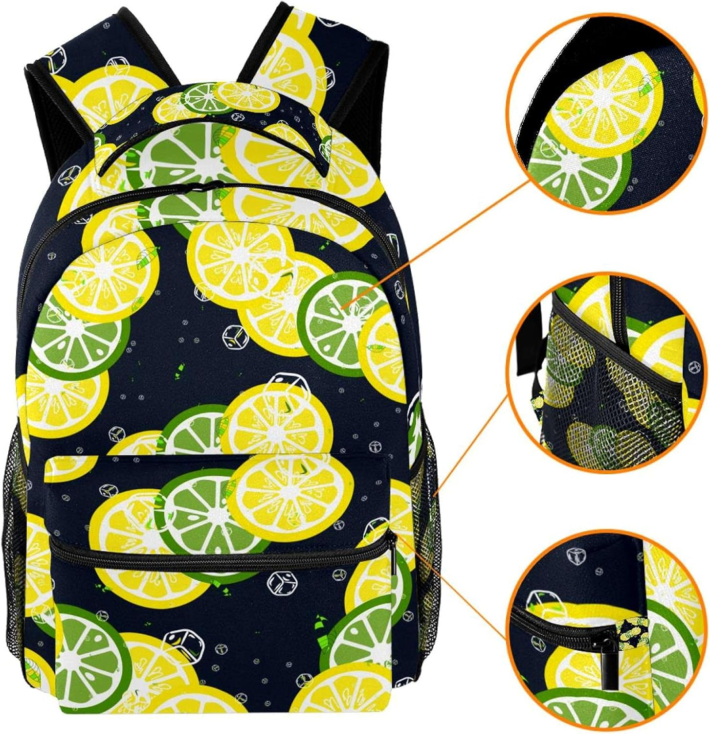 Fruity Lemons and Limes Backpack Students Shoulder Bags Travel Bag College School Tote Backpacks image number 3