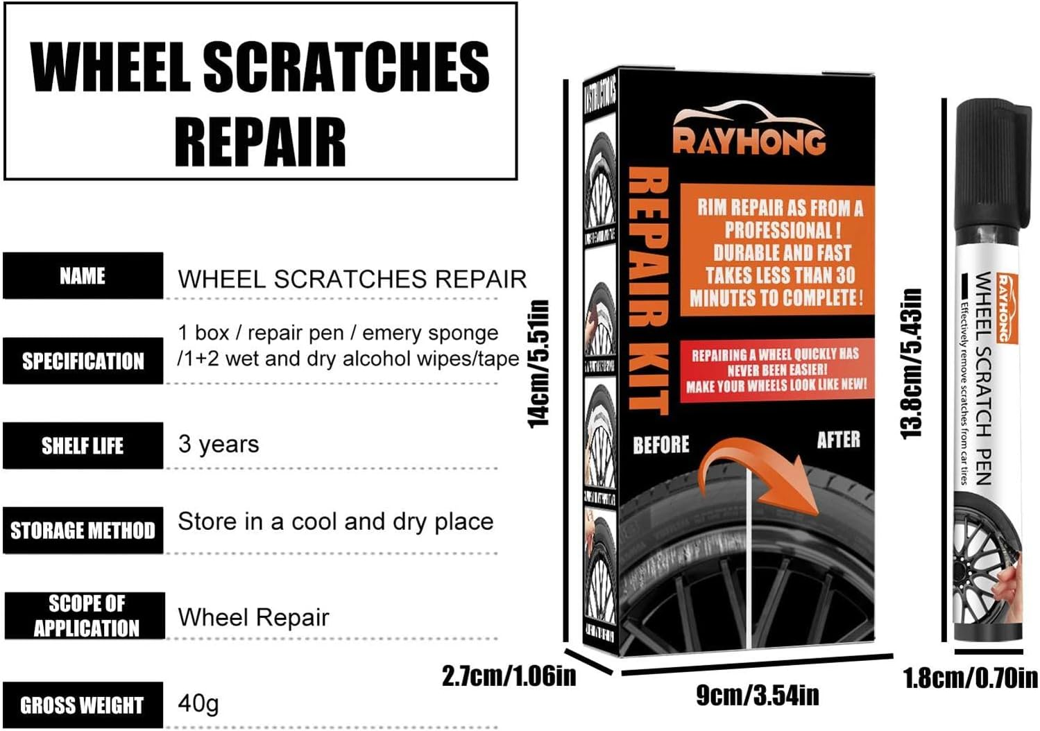5 Pcs Scratch and Swirl Remover,Rim Scratch Repair | Quick Repair Car Wheel, No Fade Auto Wheel Scratch Remover Paint Filler, Fix Quick and Easy Universal Colors Dobooo image number 6