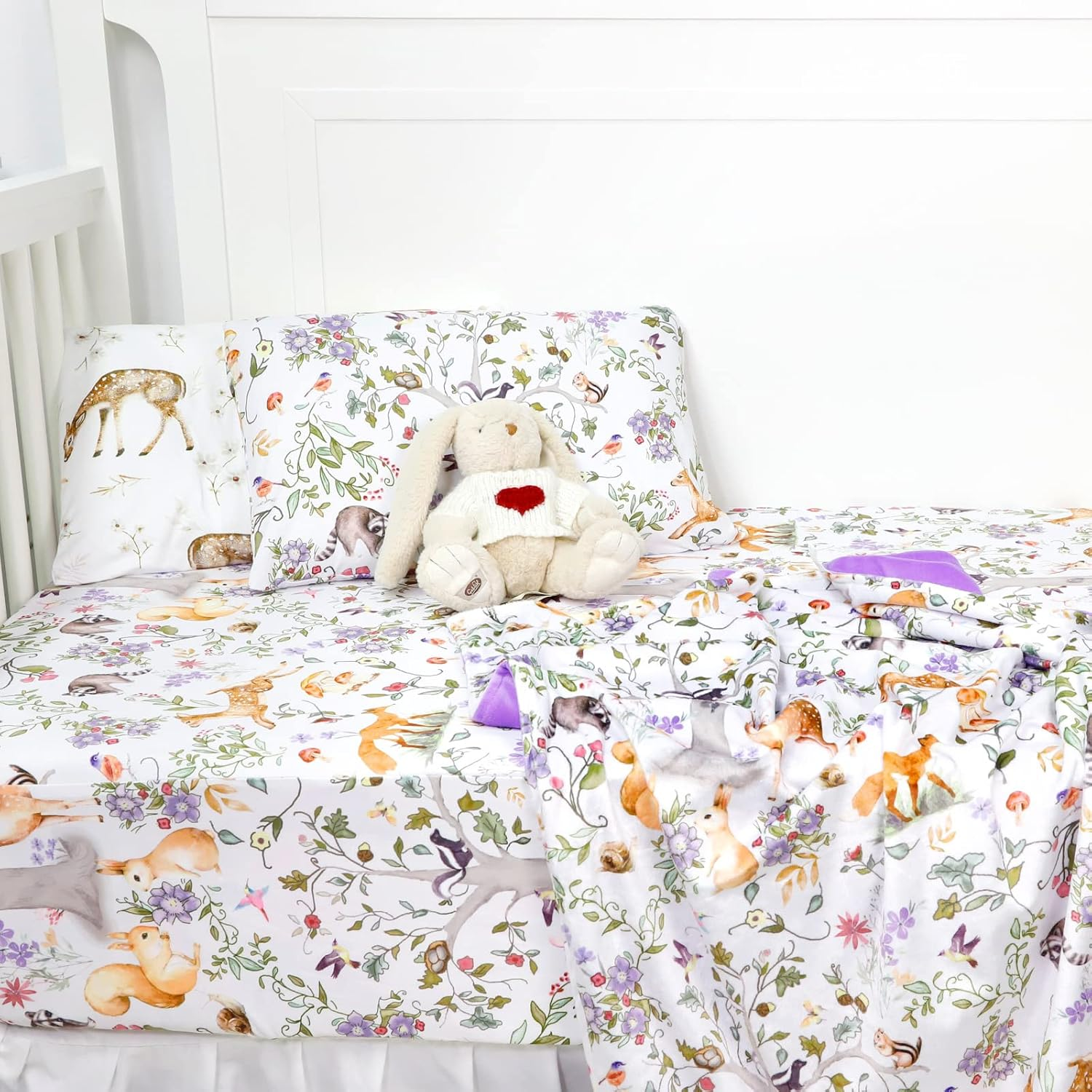 CARUILI 2 Pack Toddler Pillowcases Fit 14 X19, 14 X 20 Iches Kids Pillow, Soft & Breathable Small Pillow Cases for Kids Boys Girls, Envelope Closure Travel Pillow Cover, Woodland Animal image number 4