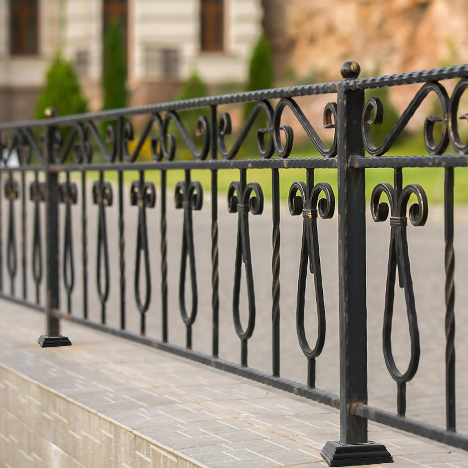 UFURMATE Post Base Cover, 6Pcs 50X50Mm Plastic Post Base Cover Plates Black Decorative Split Post Skirt Cover Square Railing Base Cover for Stair Handrail Fence image number 7