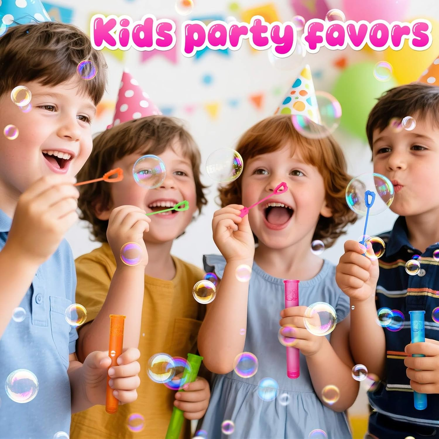 Zynexis 48 Pack 4 Colors Mini Bubble Wands for Kids with Gift Box, Bubbles Party Favors Supplies for Toddlers,Goodie Bag Stuffers Fillers, Birthday,Wedding, Halloween, Camping Gifts for Boys Girls image number 6
