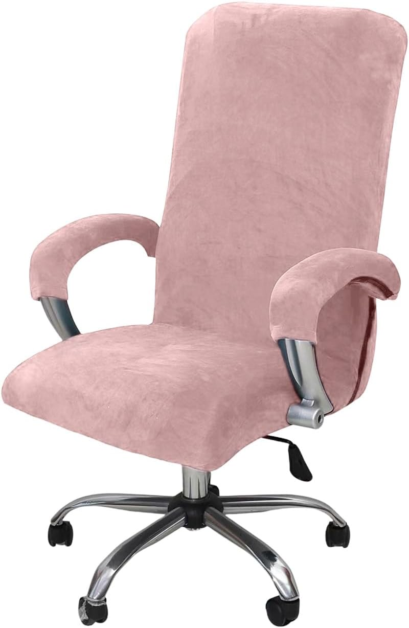 HDBHBH Stretch Office Chair Cover - Polyester Gaming & Computer Chair Slipcover with 2 Armrests, Universal Fit High Back Desk Chair Covers, Removable Black XL (Not Chair)