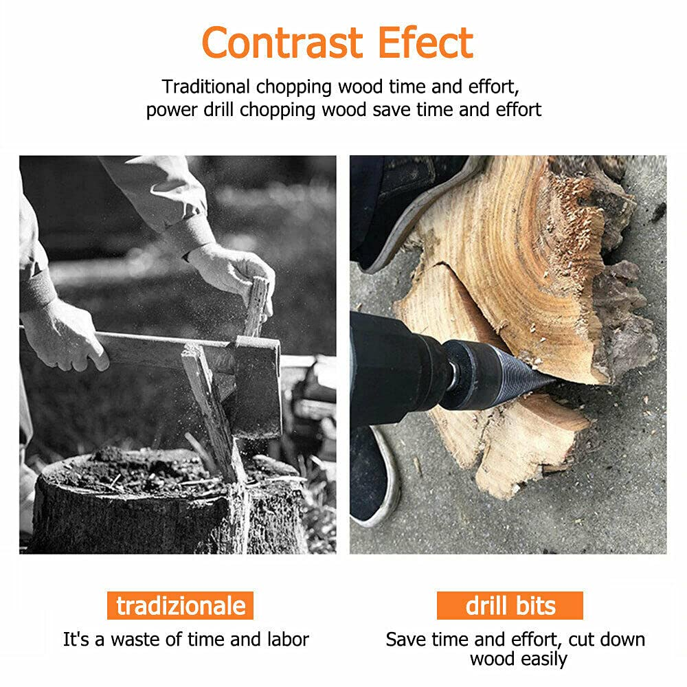 High Speed Twist Firewood Drill Bit Wood Splitter Screw Splitting Cone Driver (42Mm Hex Shank)