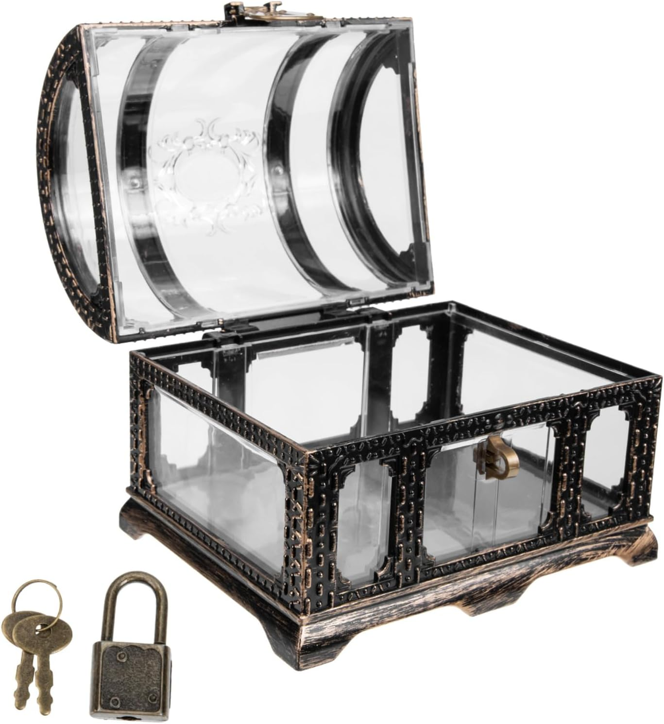 Pirate Treasure Chest Toy Vintage Treasure Chest Box for Boy Girl Pirate Box Lock image number 6