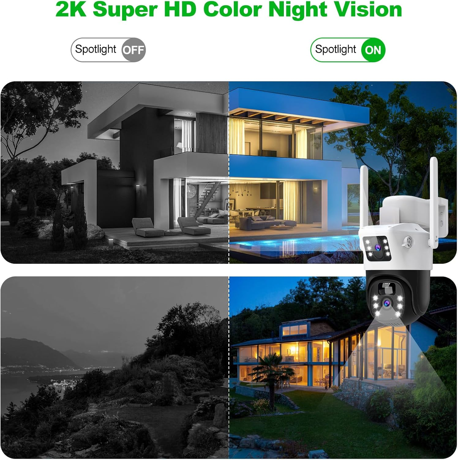 Oolong Security Camera Outdoor Wireless with Dual Lens Dual PIR,10400 Mah Battery,355&deg;P 90&deg;T, 8W Solar Panel,Solar Home Wifi Surveillance Ring Camera with Color Night Vision,64Gb Card Included,Ip66 image number 6