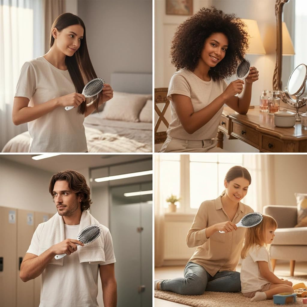 Viral World-Famous 5X Sold Out Paddle Brush-Smoother, Stronger, Shinier Hair-Boar Bristle Brushs with Nylon Bristles, Lightweight Retractable Viral Paddles Comb, Viral Paddle Brush for Fine Hair (1)