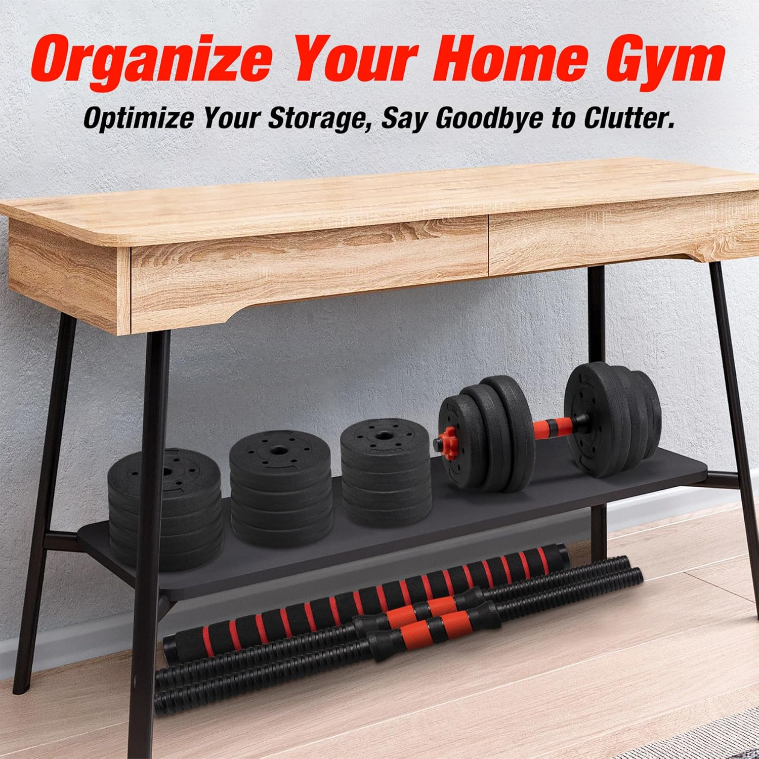 Propulse Adjustable Dumbbell Set &ndash; Dumbbells & Barbell Set with Connector, Multifunctional Home Gym Equipment for Men/Women, Convertible to Kettlebell, Push-Up Stand, Compact Cast Iron Weight Plates&zwnj; image number 1