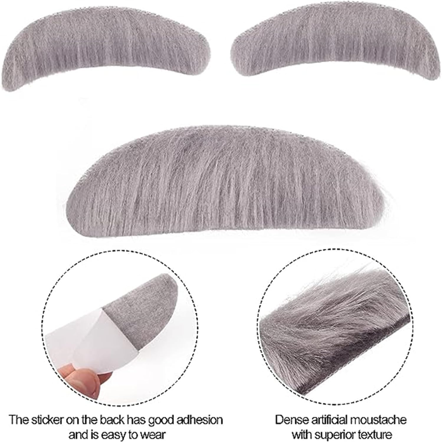 6PCS Funny Old Man Wig Set, Old Man Cosplay Accessories with Grandpa Wig, Wig Mesh Net, Glasses, Fake Moustache and Eyebrows, Grandpa Costume for Halloween Party