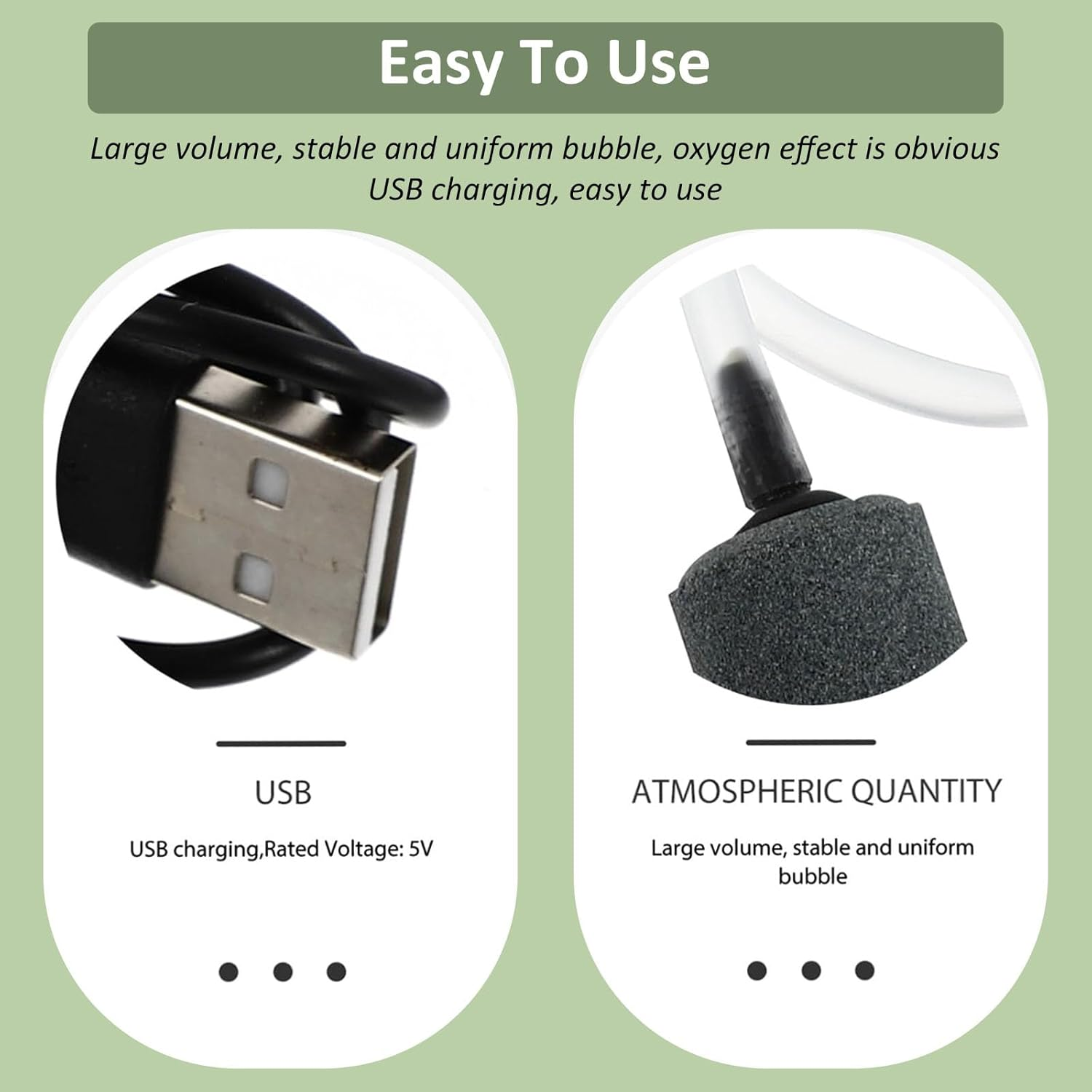 USB Mini Aquarium Air Pump - Silent Oxygen Pump for Fish Tank with Air Stone & Silicone Tube, Portable Submersible Water Pump for Efficient Oxygenation, Quiet and Waterproof Design (Pink) image number 2